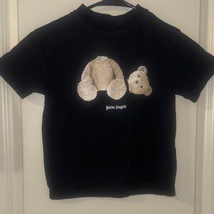 Kids Palm Angels Black Tee with Teddy Graphic